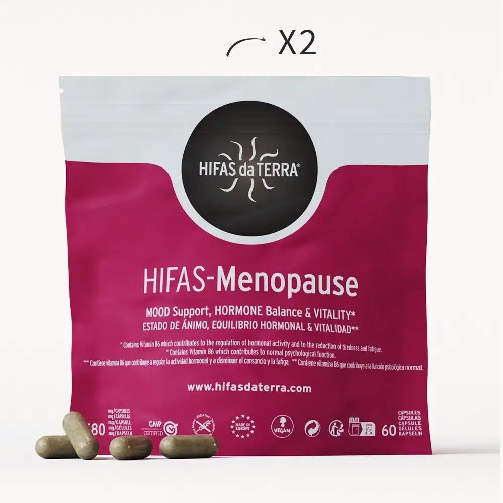 Hifas-Menopause (Reishi, Cordyceps, Lion's Mane, Ashwagandha KSM 66 and Green Tea extract) capsules