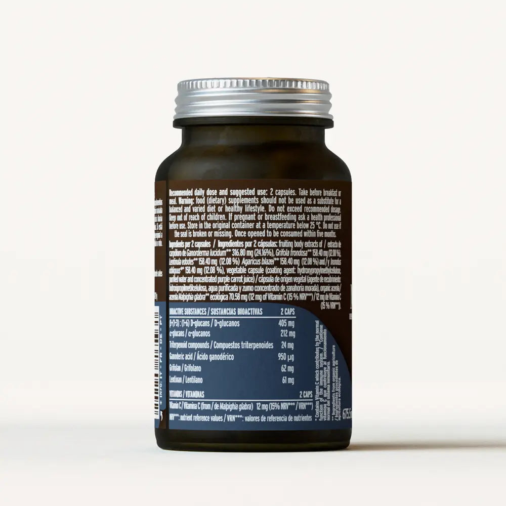 Mico-Five Extractos puros de Reishi, Shiitake, Maitake, Champiñón del sol y Chaga