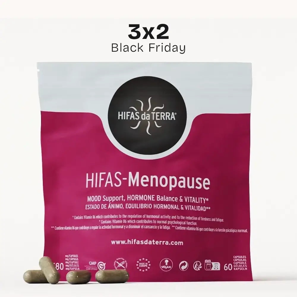 Hifas-Menopause (Reishi, Cordyceps, Lion's Mane, Ashwaghanda KSM 66 and Green Tea extract) capsules