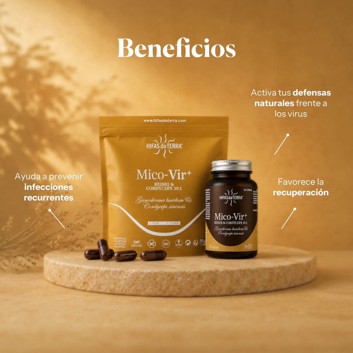 Mico-Vir+ Extractos Puros de Reishi y Cordyceps