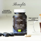 Mico-Five Extractos puros de Reishi, Shiitake, Maitake, Champiñón del sol y Chaga