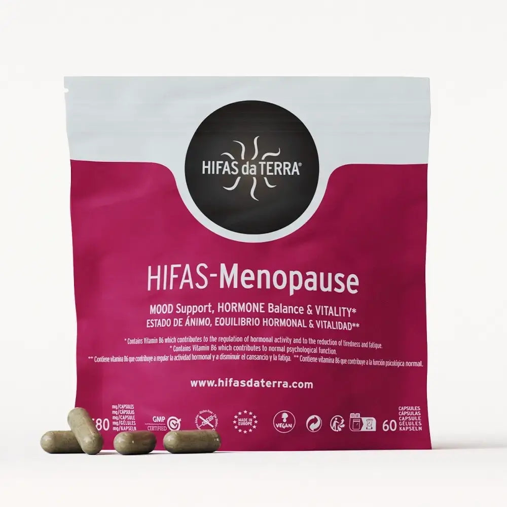 Hifas-Menopause (Reishi, Cordyceps, Lion's Mane, Ashwagandha KSM 66 and Green Tea extract) capsules
